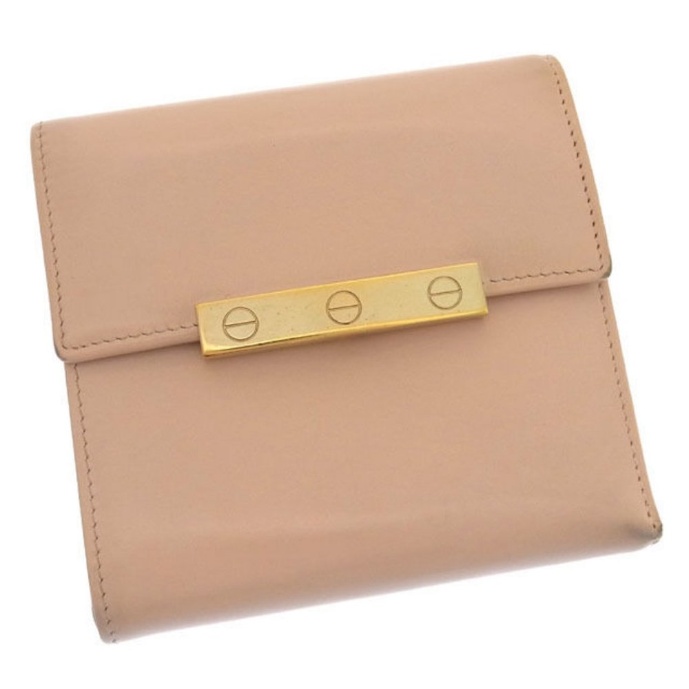 Authentic Cartier Wallet Purse Trifold Pink Gold For Woman